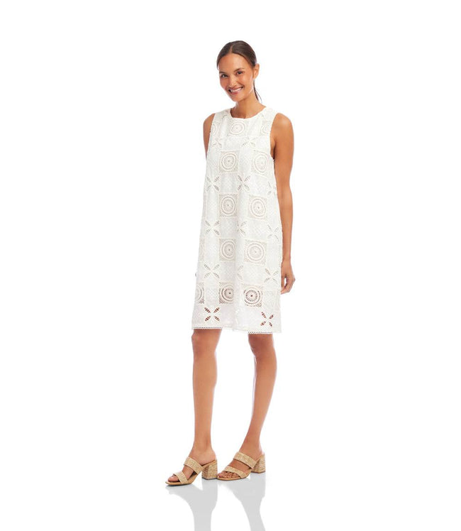 Karen Kane Ivory Sleeveless Embroidered Shift Dress Karen Kane