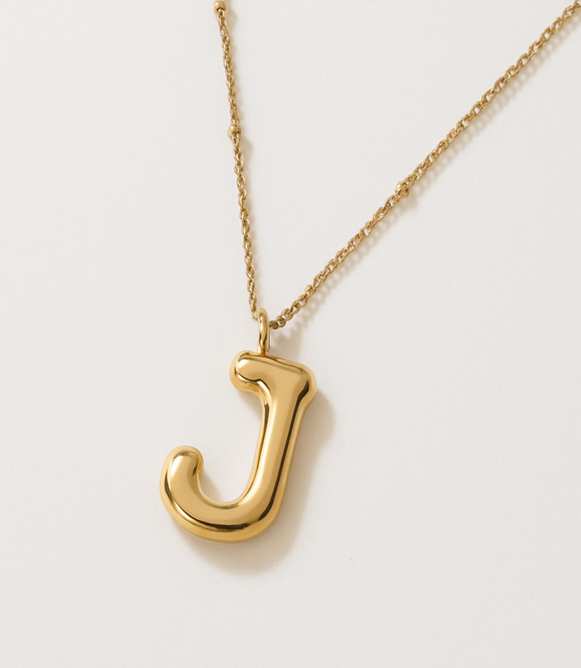 karen kane J Gold Bubble Letter Charm Necklace Karen Kane
