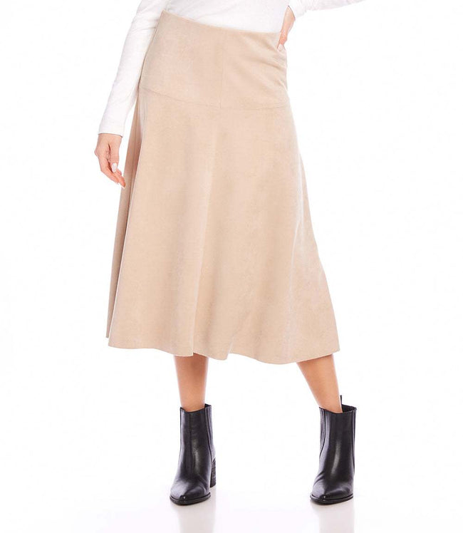 Karen Kane Almond Faux Suede Midi Skirt Karen Kane