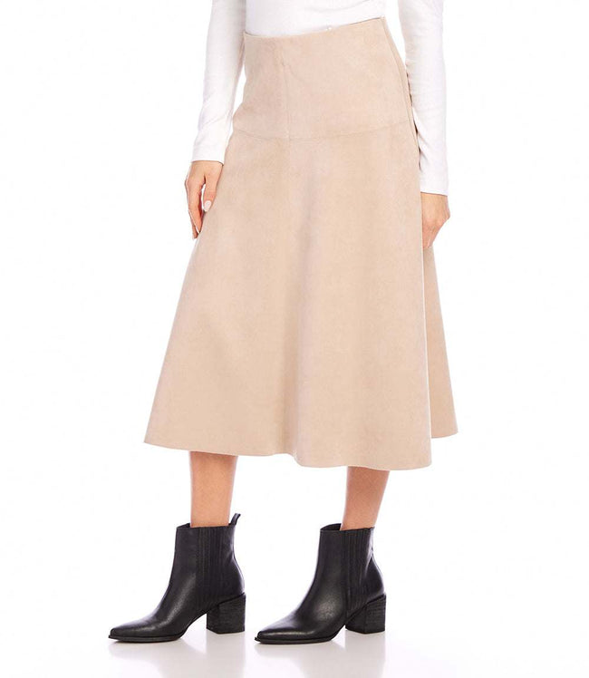 Karen Kane Almond Faux Suede Midi Skirt Karen Kane