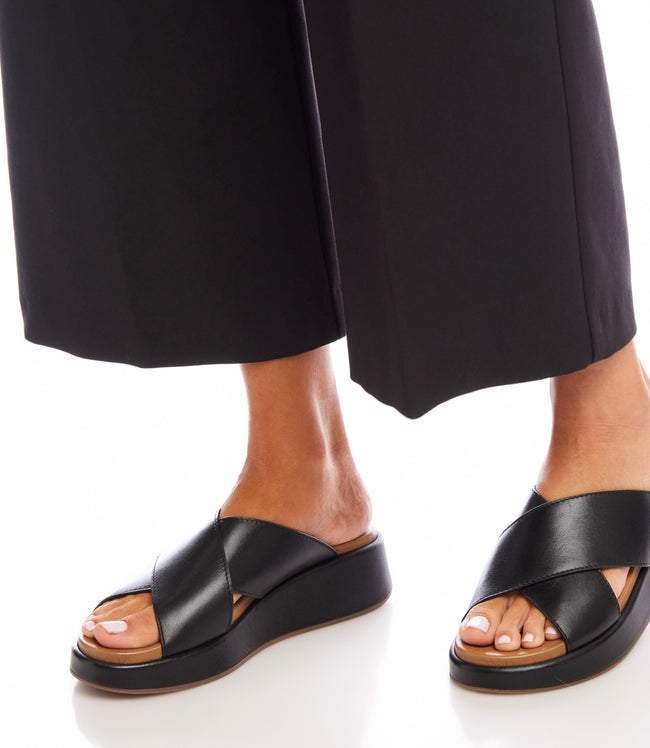 Karen Kane Black Cropped Wide-Leg Pants Karen Kane