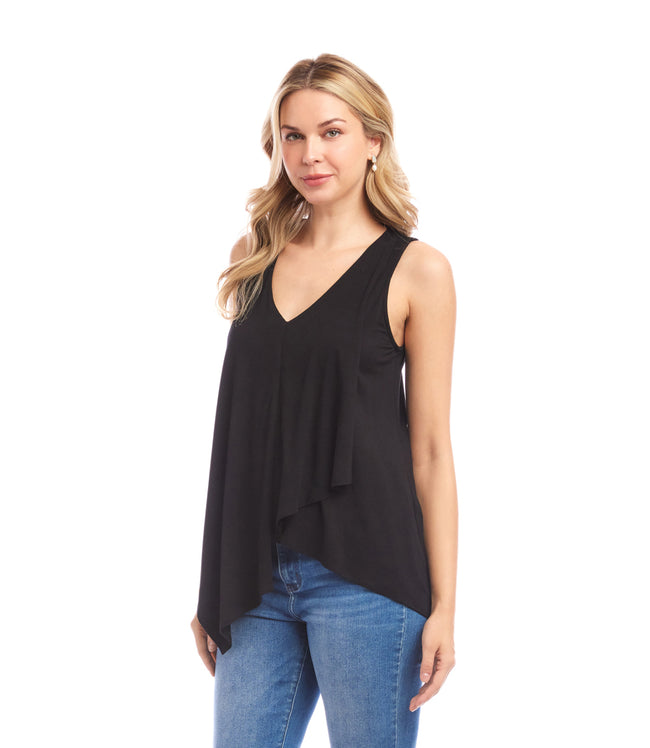 Karen Kane Black Drape Front Tank Karen Kane
