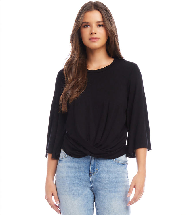 karen kane Black Drape Front Top Karen Kane
