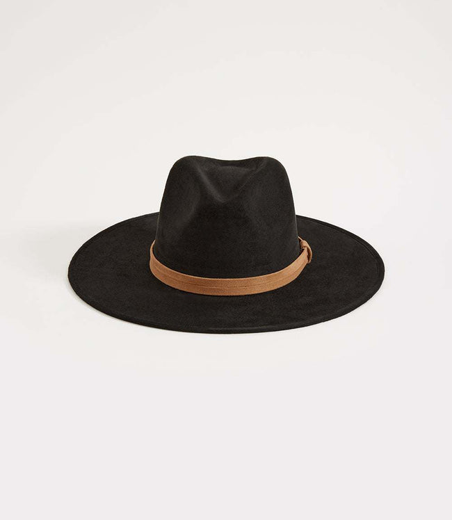Karen Kane Black Faux Suede Fedora Hat Karen Kane