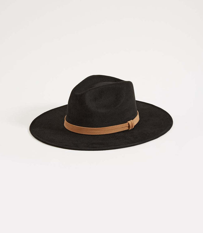 Karen Kane Black Faux Suede Fedora Hat Karen Kane