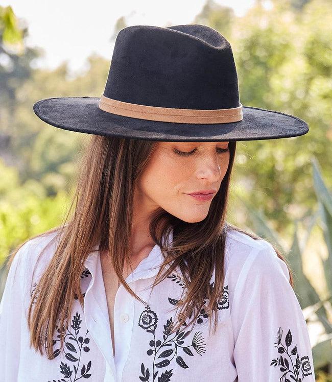 karen kane Black Faux Suede Fedora Hat Karen Kane