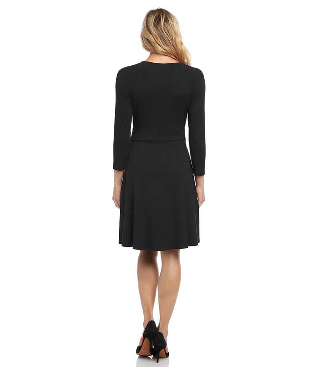 Karen Kane Black Faux Wrap Drape Dress Karen Kane