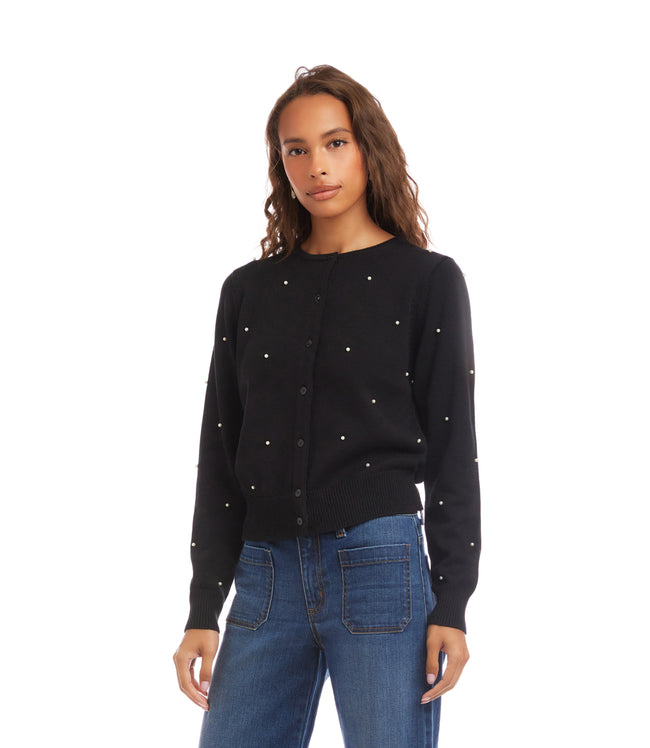 Karen Kane Black Pearl Cardigan Sweater Karen Kane