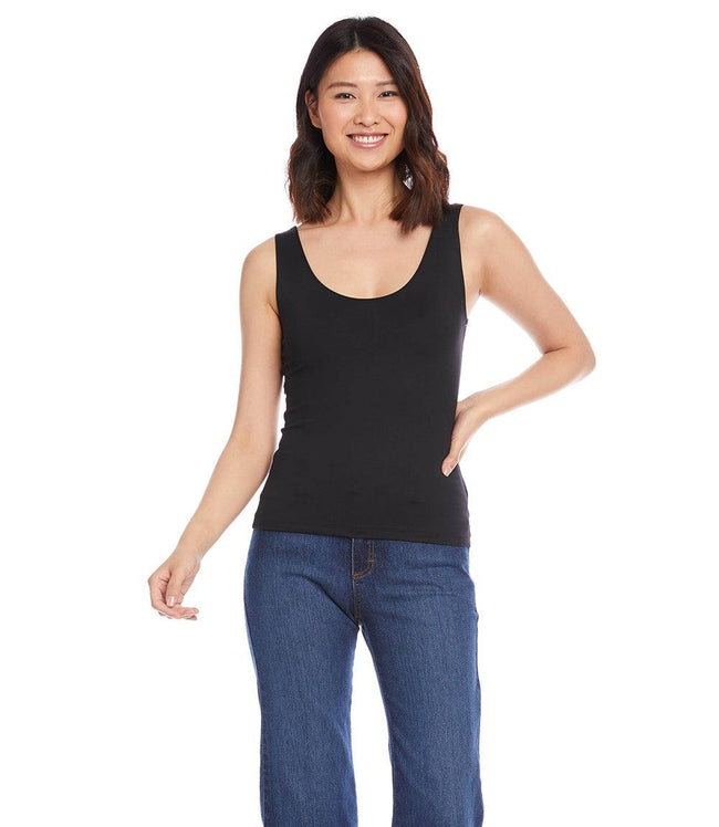 Karen Kane Black Petite Size Scoop Tank Karen Kane