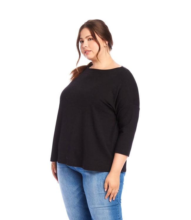 Karen Kane Black Plus Size Boatneck Top Karen Kane