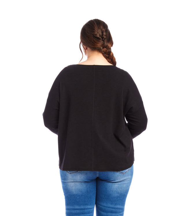 Karen Kane Black Plus Size Boatneck Top Karen Kane
