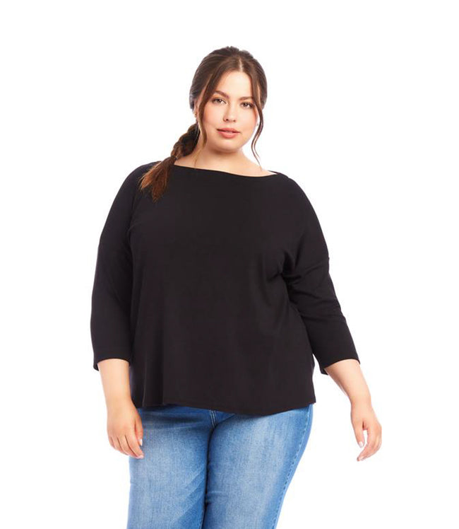 karen kane Black Plus Size Boatneck Top Karen Kane