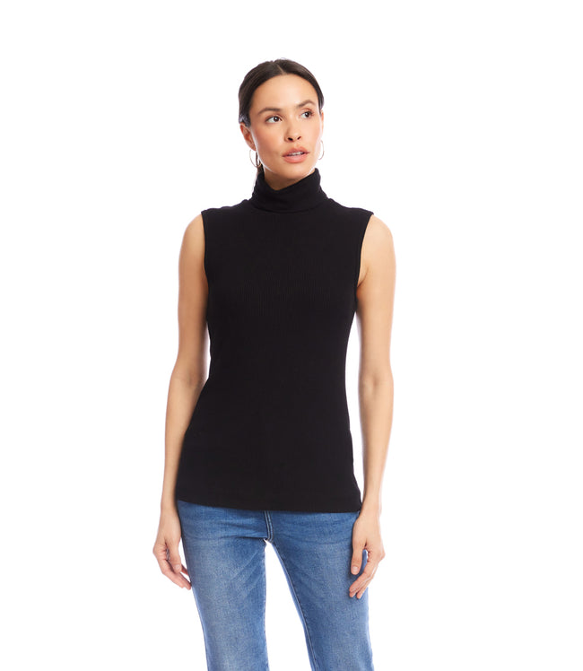 Karen Kane Black Ribbed Turtleneck Tank Karen Kane