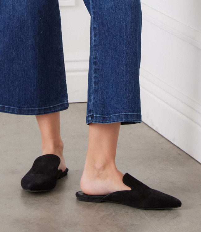 Karen Kane Black Suede Leather Mules Karen Kane