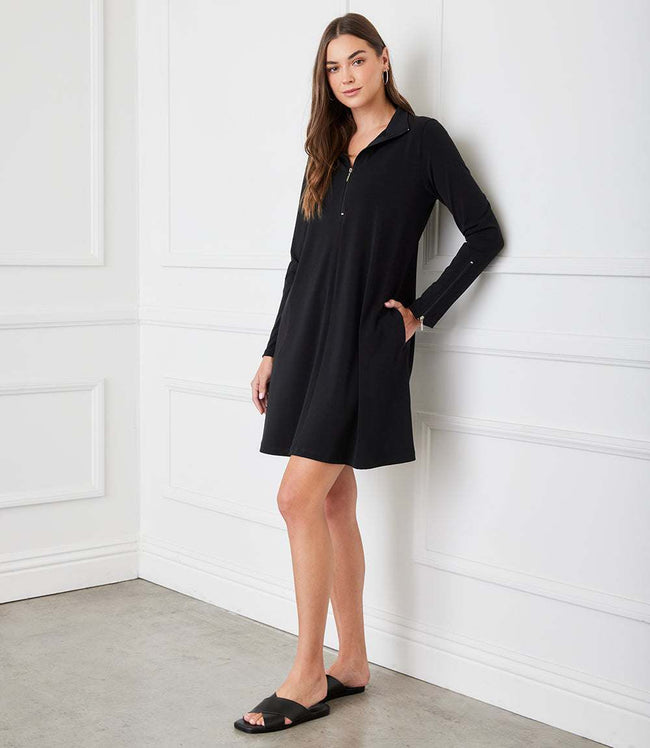 Karen Kane Black Zip Up Travel Dress Karen Kane