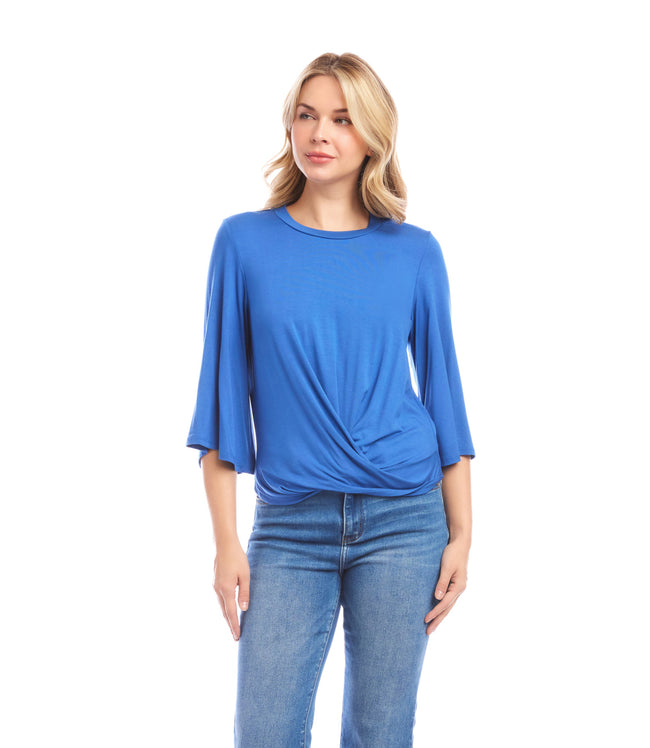 karen kane Blue Drape Front Top Karen Kane