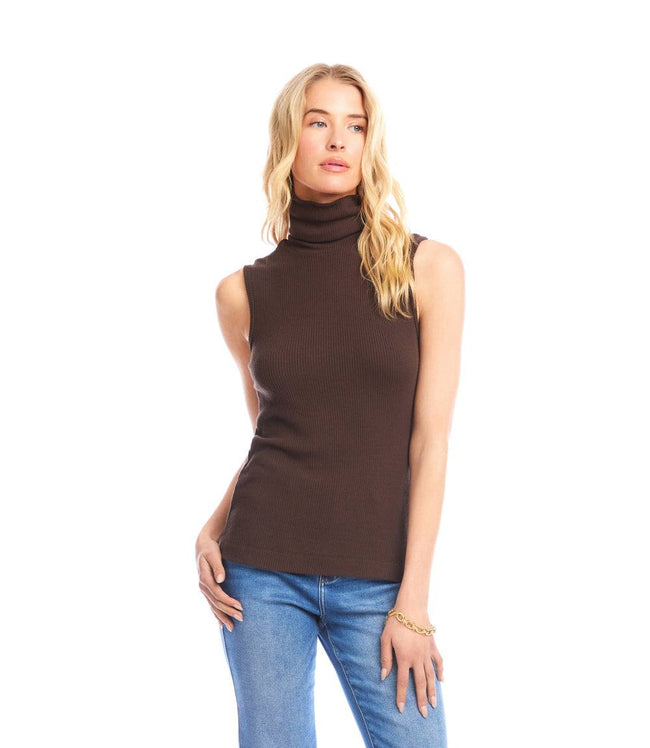 Karen Kane Brown Ribbed Turtleneck Tank Karen Kane