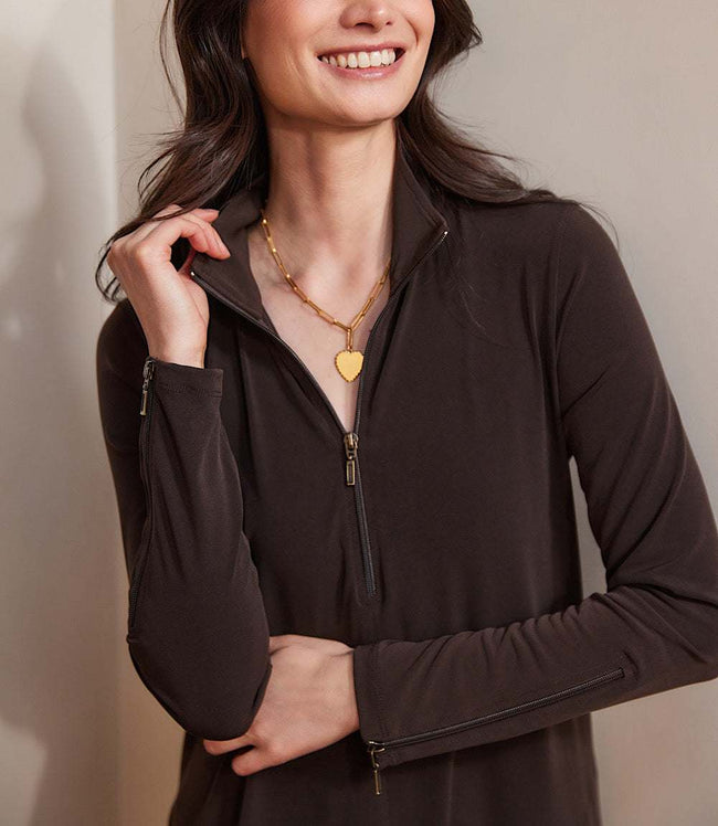 Karen Kane Brown Zip-Up Travel Dress Karen Kane