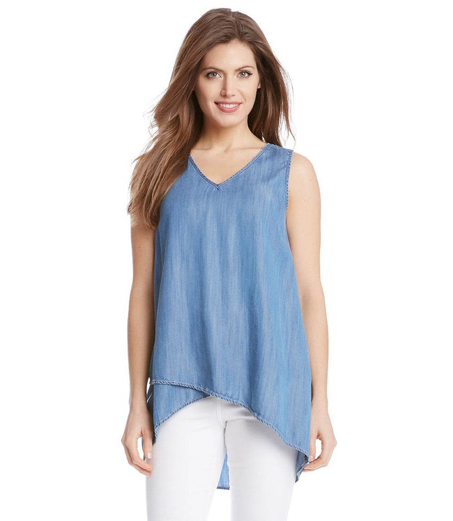 Karen Kane Chambray Asymmetric Tank Karen Kane