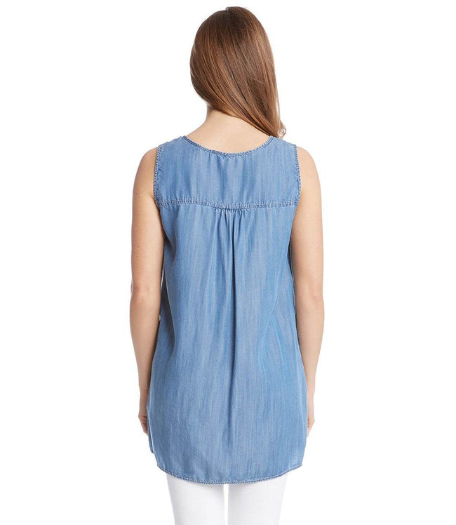 Karen Kane Chambray Asymmetric Tank Karen Kane