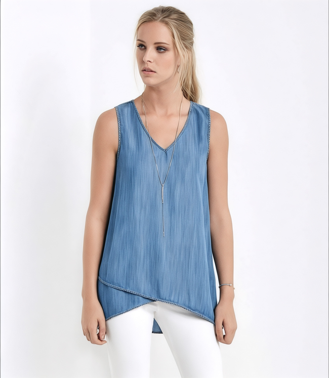 karen kane Chambray Asymmetric Tank Karen Kane