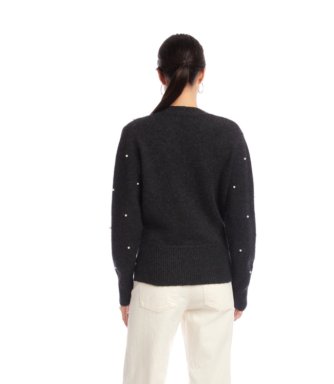Karen Kane Charcoal Pearl Wrap Sweater Karen Kane