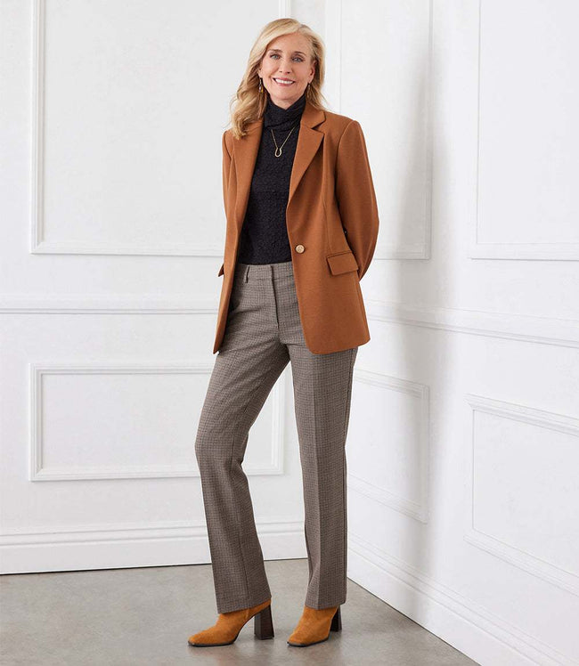Karen Kane Cognac Ponte Knit Blazer Karen Kane