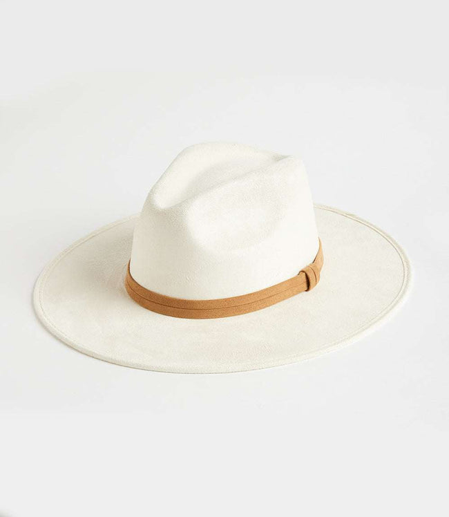 Karen Kane Cream Faux Suede Fedora Hat Karen Kane
