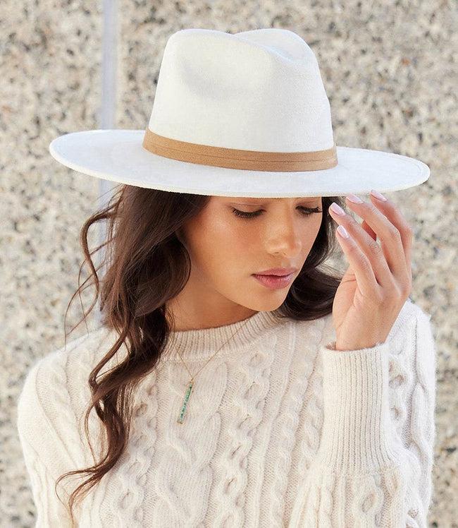 karen kane Cream Faux Suede Fedora Hat Karen Kane