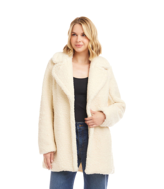 Karen Kane Cream Sherpa Coat Karen Kane