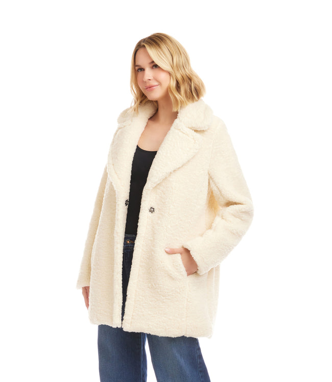 Karen Kane Cream Sherpa Coat Karen Kane