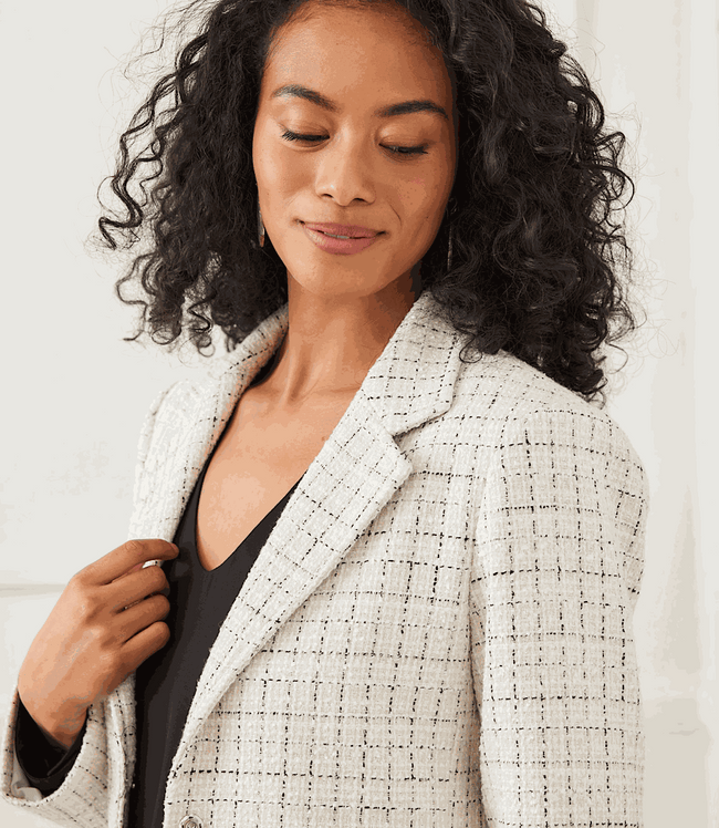 Karen Kane Cream Tweed Blazer Karen Kane