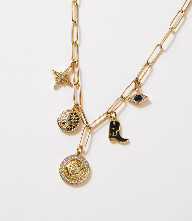 karen kane Gold Charm Station Necklace Karen Kane