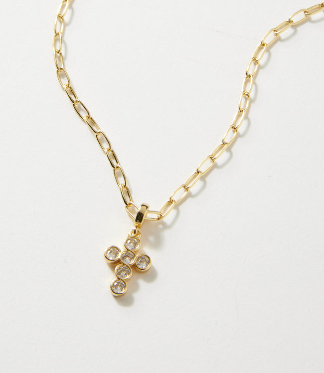 karen kane Gold Cross Crystal Necklace Karen Kane