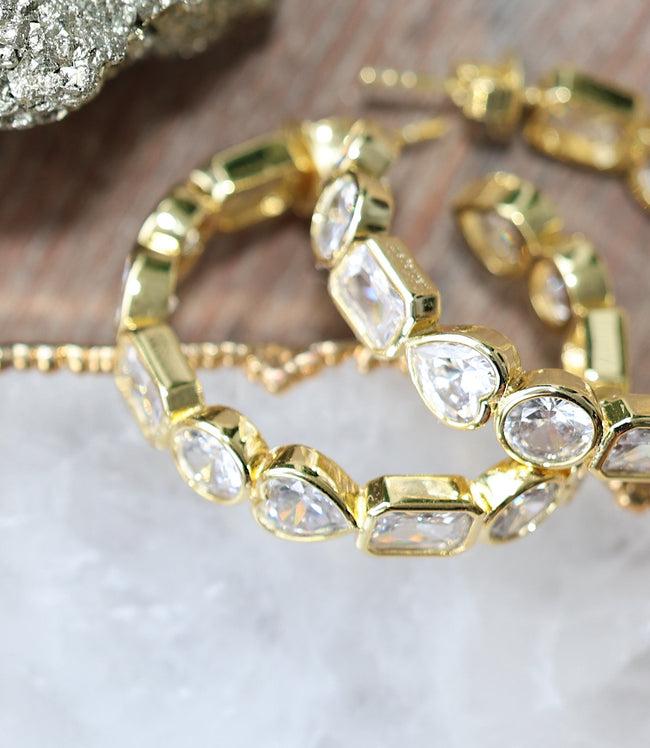 Karen Kane Gold Gemstone Hoop Earrings Karen Kane