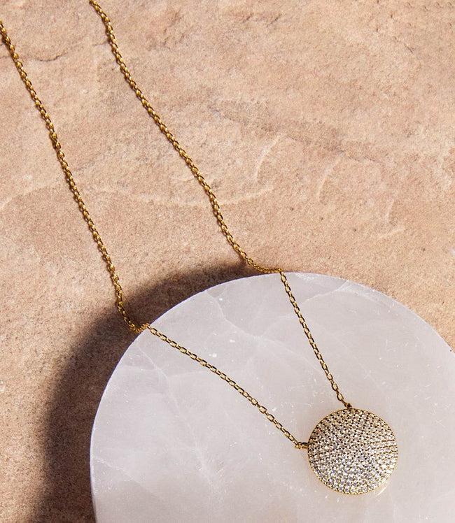 Karen Kane Gold Pavé Disk Necklace Karen Kane