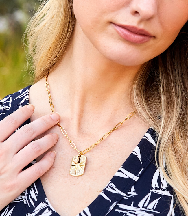 Karen Kane Gold Pavé Star Tag Necklace Karen Kane