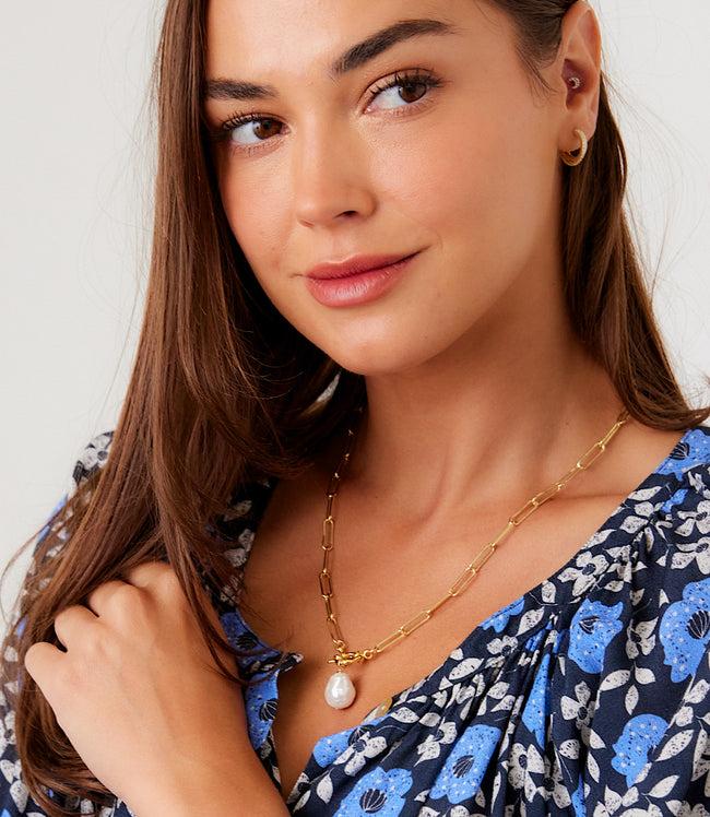 Karen Kane Gold Pearl Toggle Necklace Karen Kane