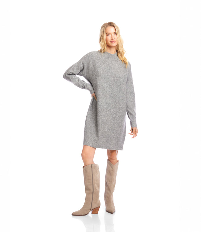 Karen Kane Gray Mock Neck Sweater Dress Karen Kane