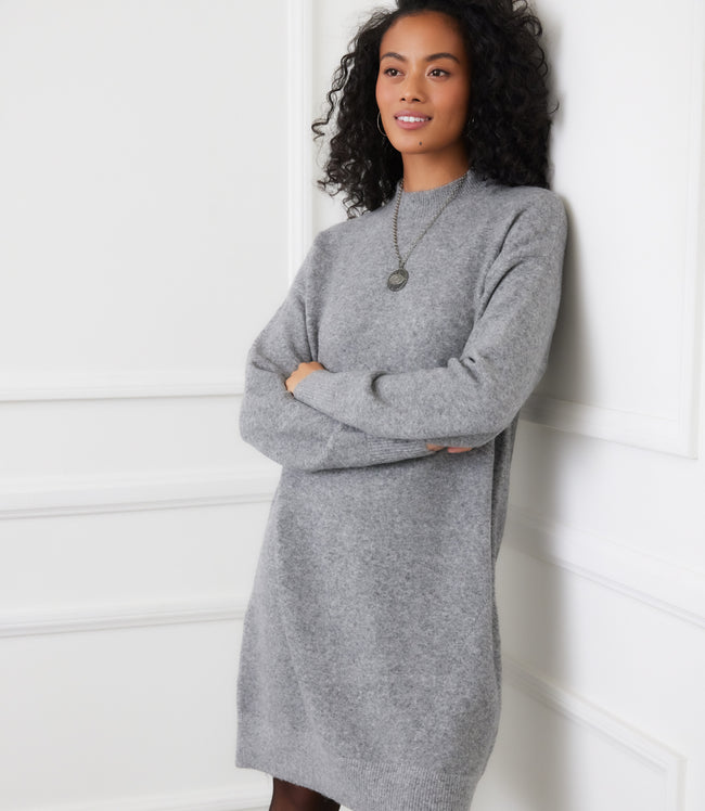 karen kane Gray Mock Neck Sweater Dress Karen Kane