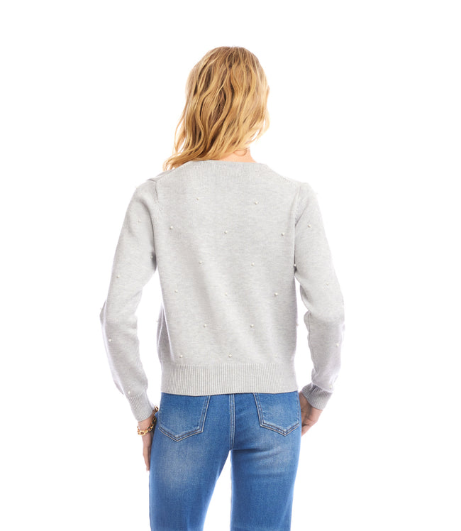 Karen Kane Gray Pearl Cardigan Sweater Karen Kane