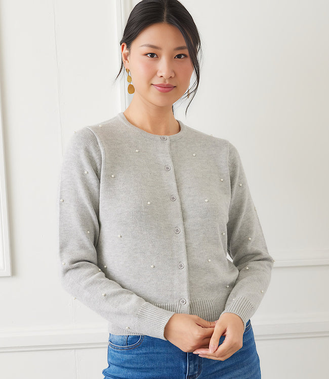 karen kane Gray Pearl Cardigan Sweater Karen Kane