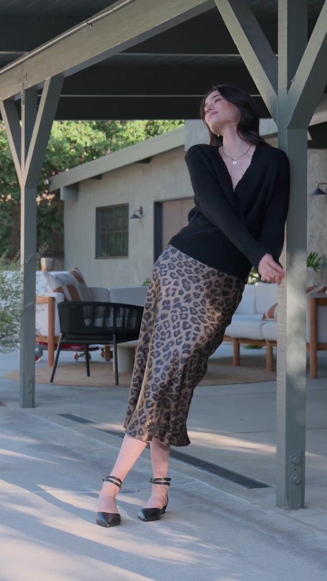 Karen Kane Leopard Bias Cut Midi Skirt Karen Kane