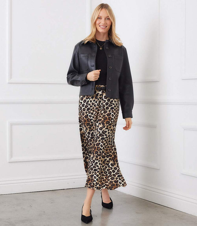 Karen Kane Leopard Side-Slit Midi Skirt Karen Kane