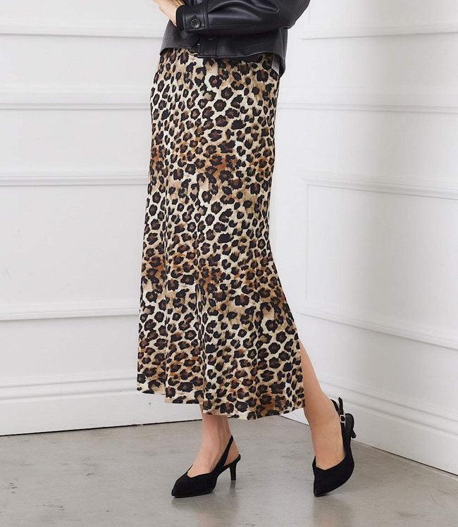 karen kane Leopard Side-Slit Midi Skirt Karen Kane