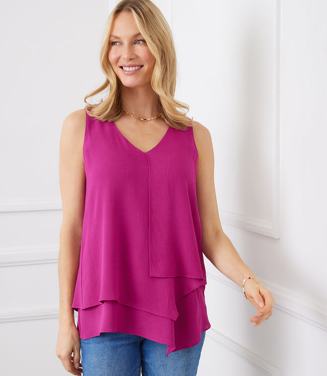 Karen Kane Magenta Layered Tank Karen Kane