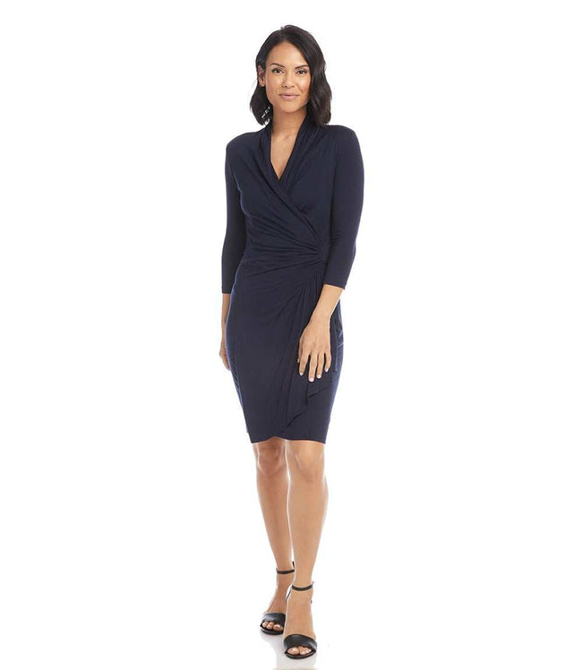 Karen Kane Navy Cascade Wrap Dress Karen Kane