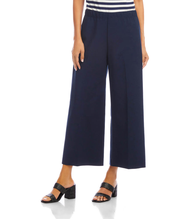 Karen Kane Navy Cropped Wide-Leg Pants Karen Kane
