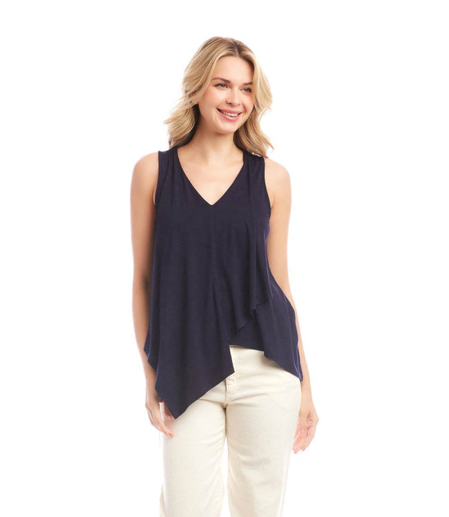 Karen Kane Navy Drape Front Tank Karen Kane