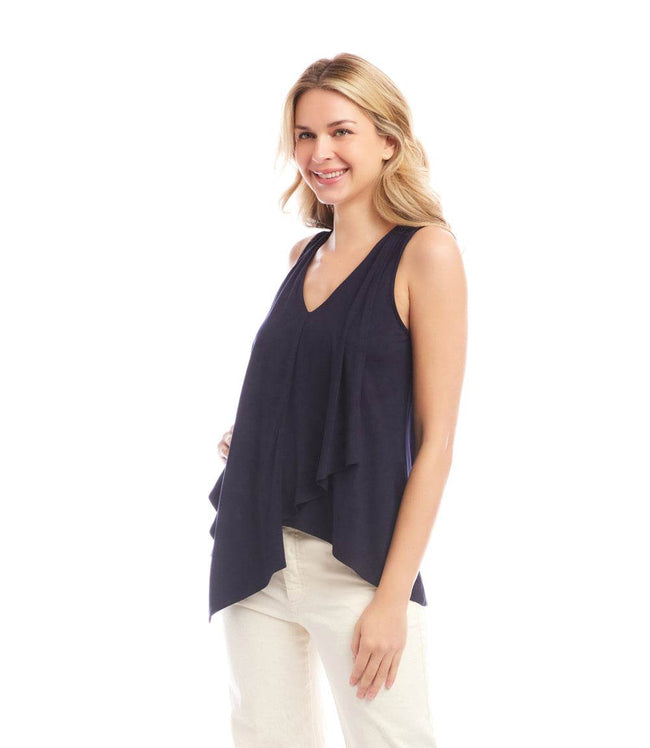 Karen Kane Navy Drape Front Tank Karen Kane